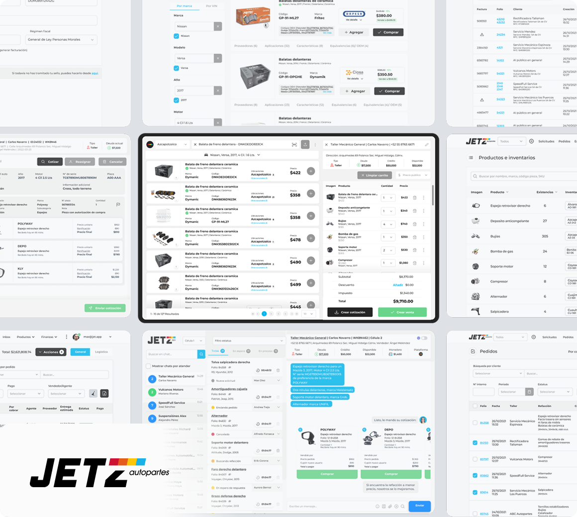 Jetz Autopartes - Automotive admin platform admin productdesign saas ui ux