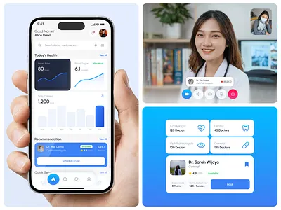 Medika — Telemedicine & Health Tracking App appointment booking booking doctor clean ui consultation design doctor health health tech healthcare healthy ios design medical app mobile app patient app product design telemedicine ui video call video consultation wellness