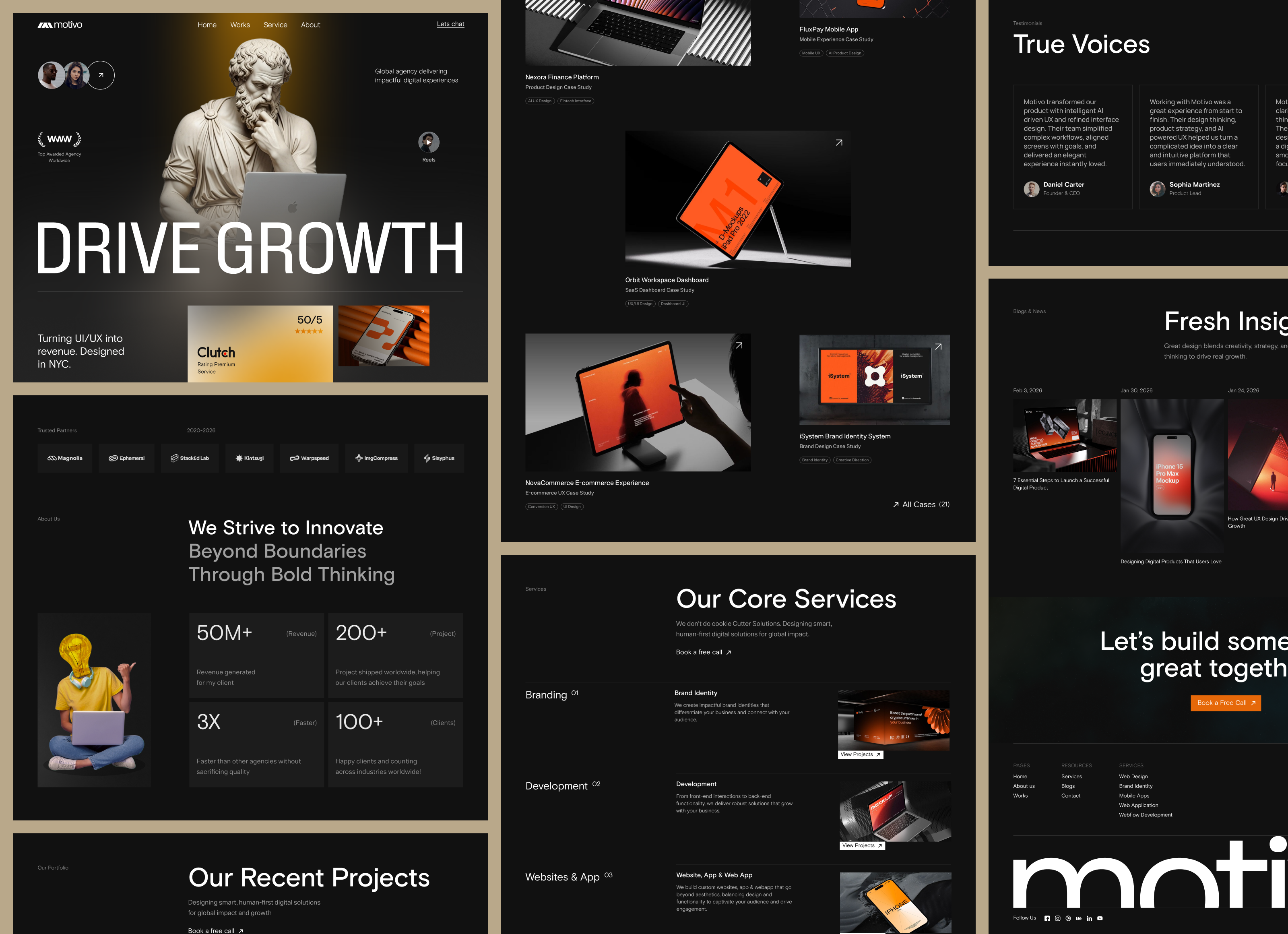 Website for a Creative Digital Agency ✲ Motivo creative agency design digital agency interface landing product productdesign service startup ui uiux ux web website