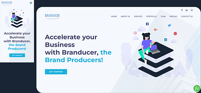 Landing Page Design of Branducer, a Digital Marketing Agency. animation app app design branding dashboard design fintech graphic design homepage icon illustration landing page logo motion graphics startup ui ux vector web design website design