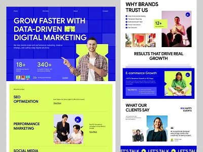 Marketing Agency Website Landing Page agency landing page agency website digital marketing digital marketing agency figma design landing page marketing marketing agency marketing website minimal design pixelean product design sahin mia ui uiux web design webdesign