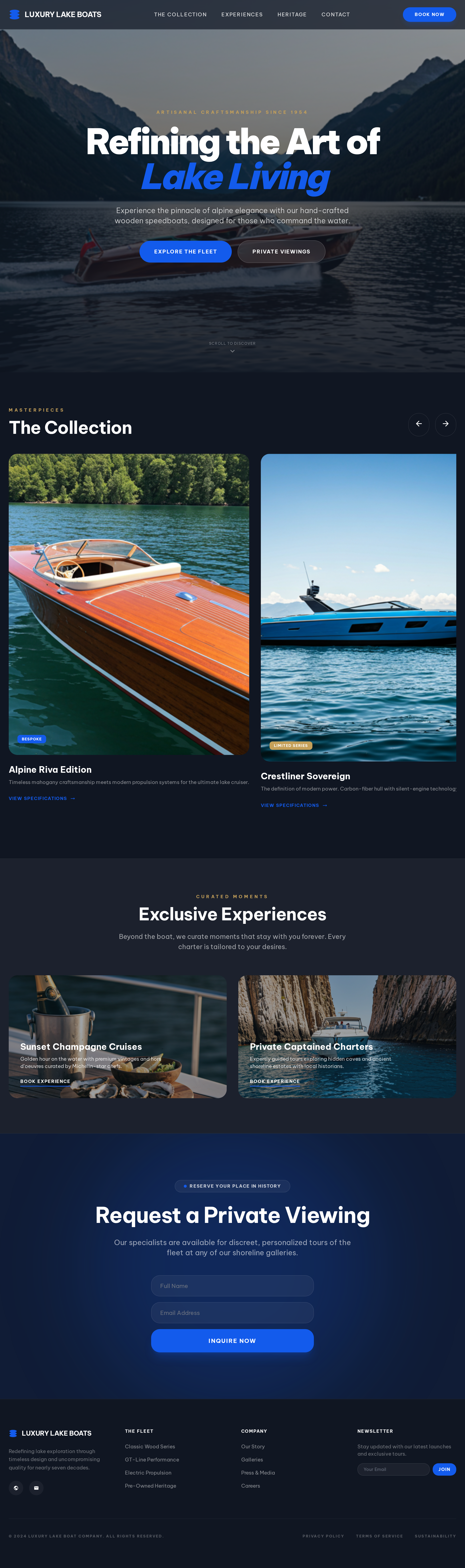 Luxury Lake Boats Web Design boats lake luxury webdesign