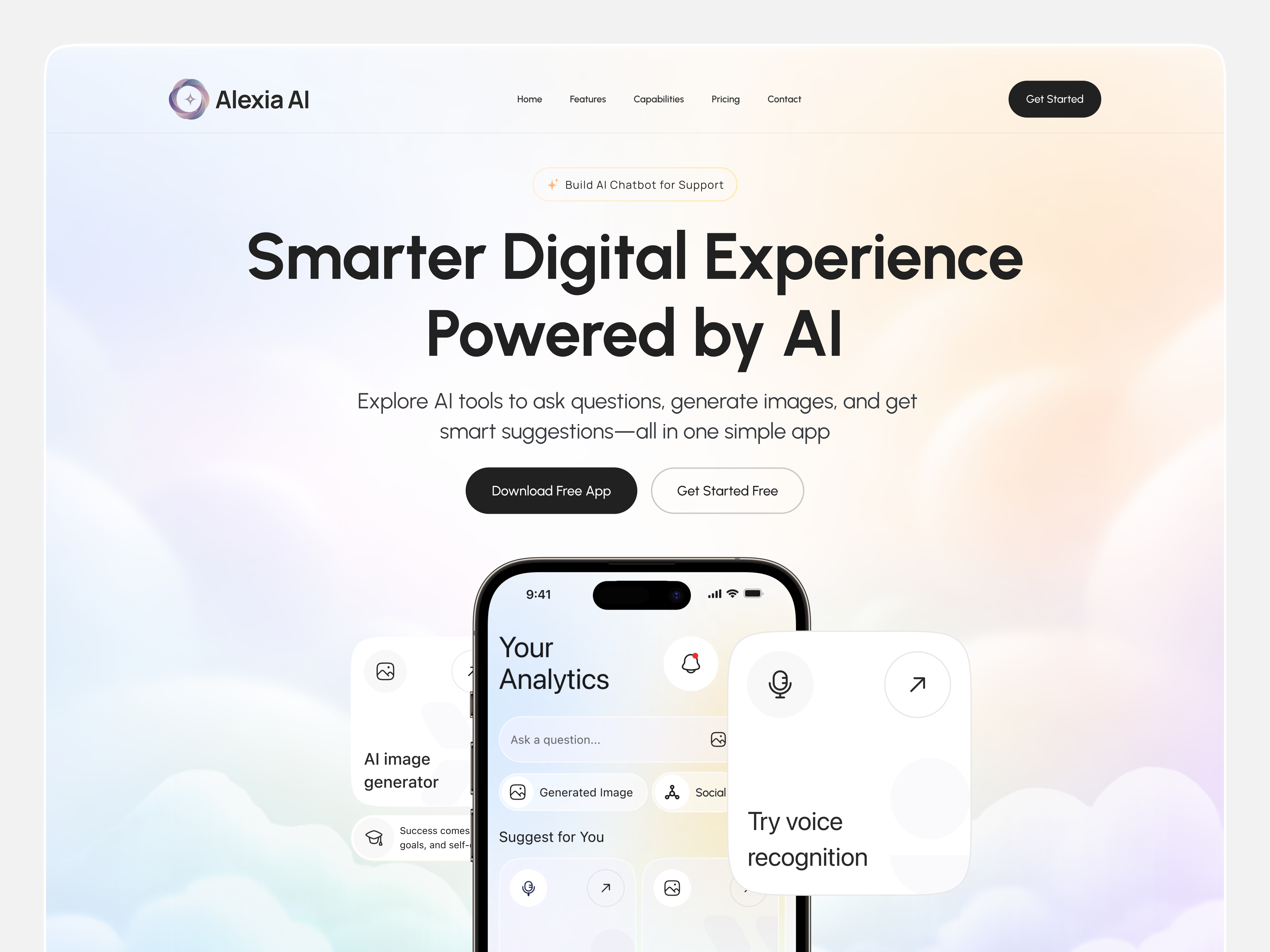 AI Chatbot & Assistant SaaS Landing Page – UX/UI Design ai chatbot interface product saas service startup ui ux web website