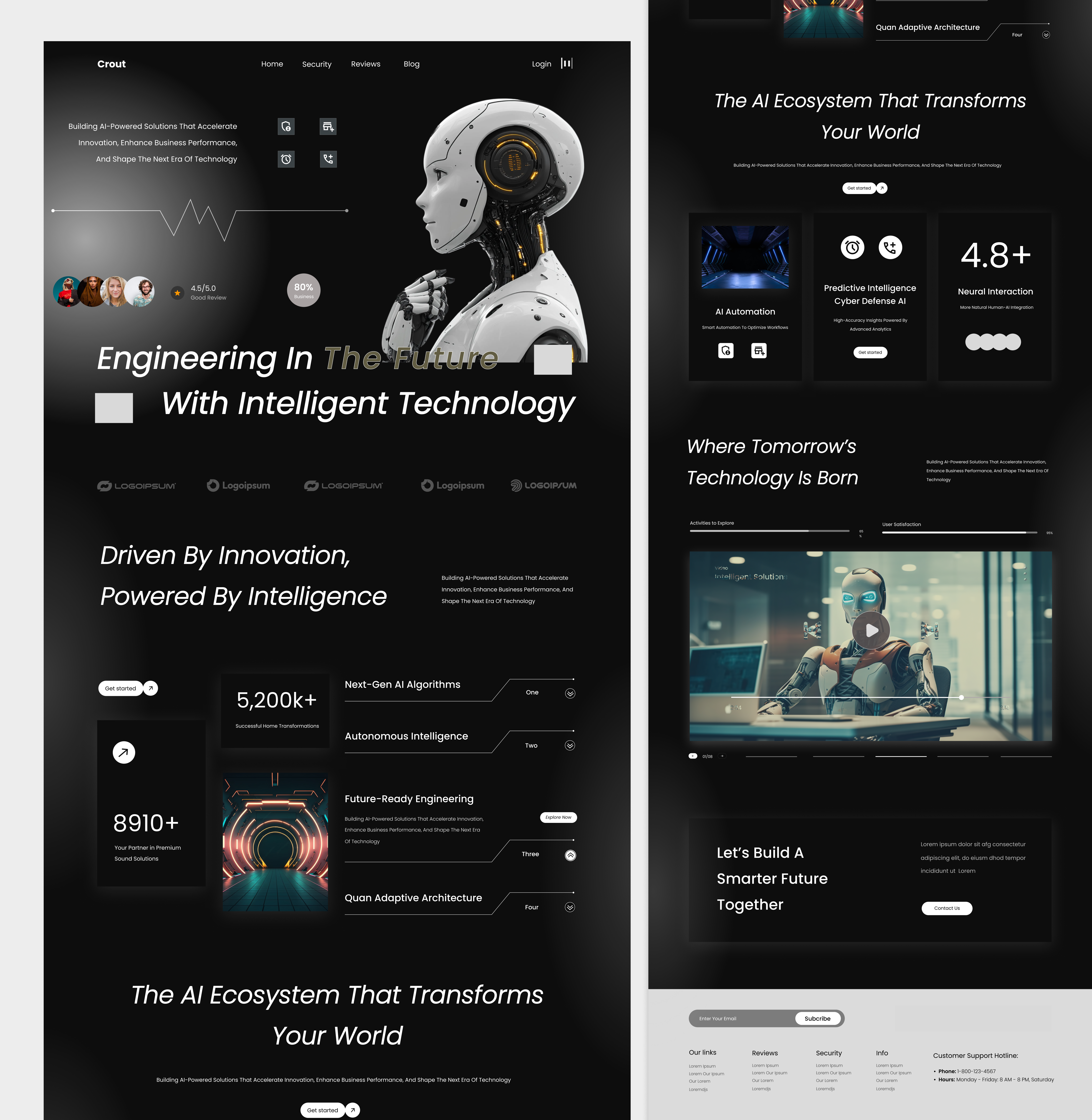 AI Technology Landing Page Design ai website dark ui figma design futuristic design interface design landing page product design saas design tech website ui design ux design web design