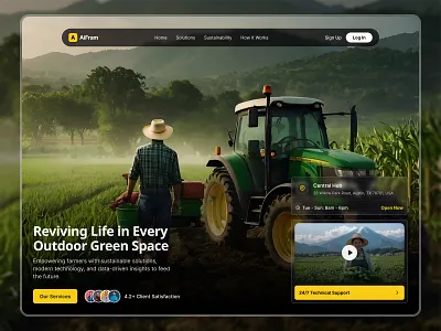 AgriTech Website UI Design | Smart Farming Landing Page agri platform design agriculture website design agritech website ui arming web design farm management website farming dashboard ui design farming website design smart farming ui startup website redesign ui uiux ux web ui design