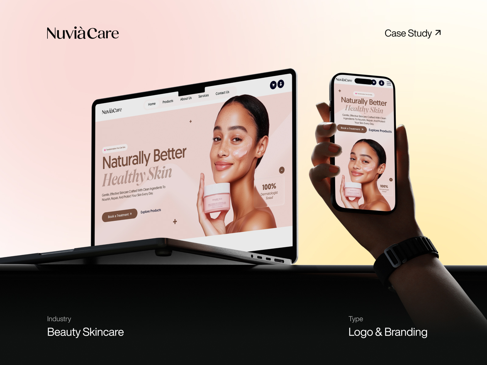 NuviaCare Luxury Skincare Branding and Experience Design branding case study healthy skin hero seciton logo design luxury luxury ecommerce mobile app design modern website and branding nuviacare skin treatment skincare skincare branding techwitpro webflow website website design website design uiux woman fashion wesbite woman product