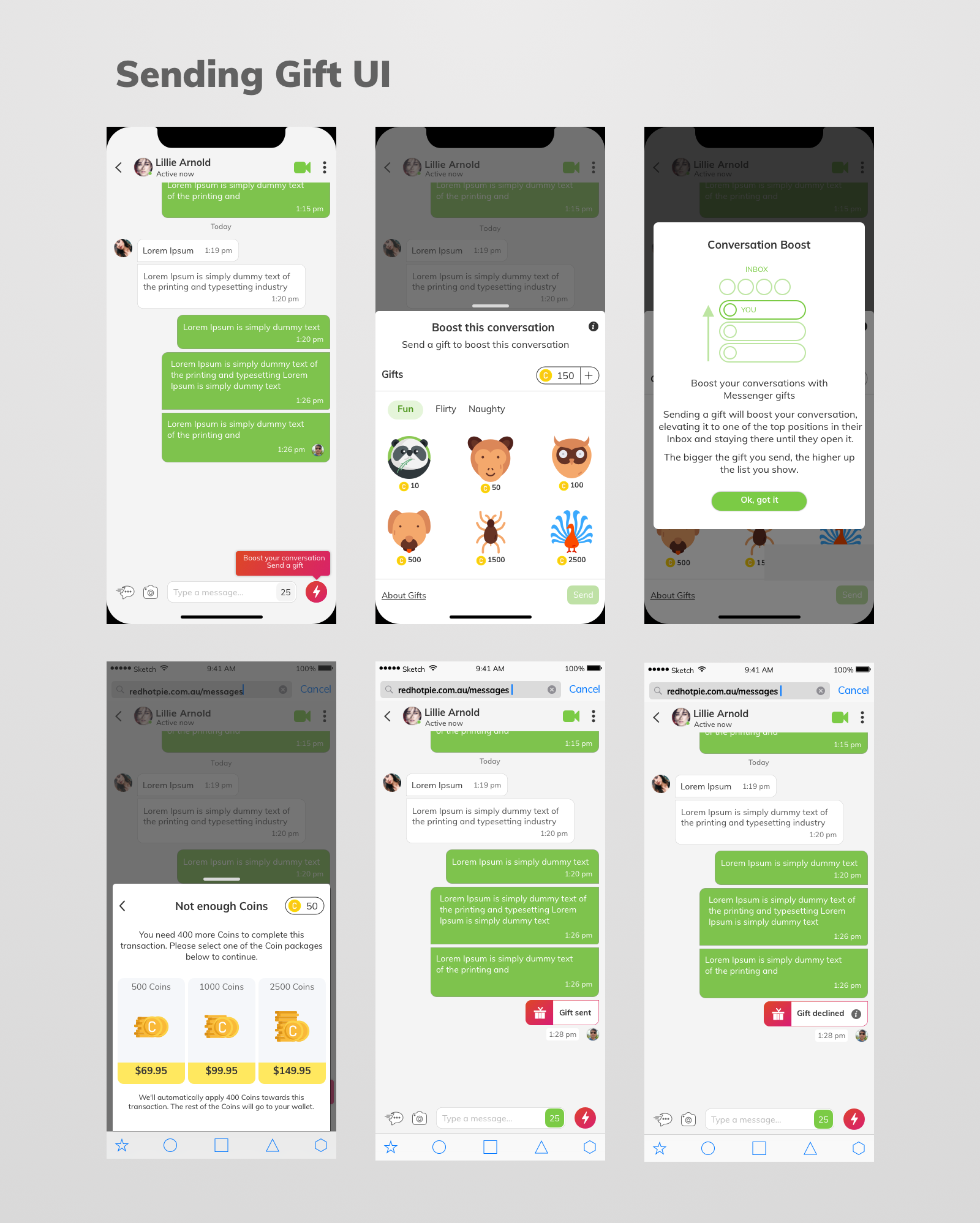 Messenger Gifts UI