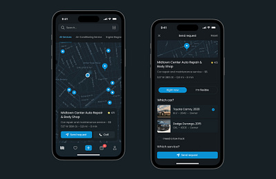 Car Service App app application car sevice ios map request search ui ux