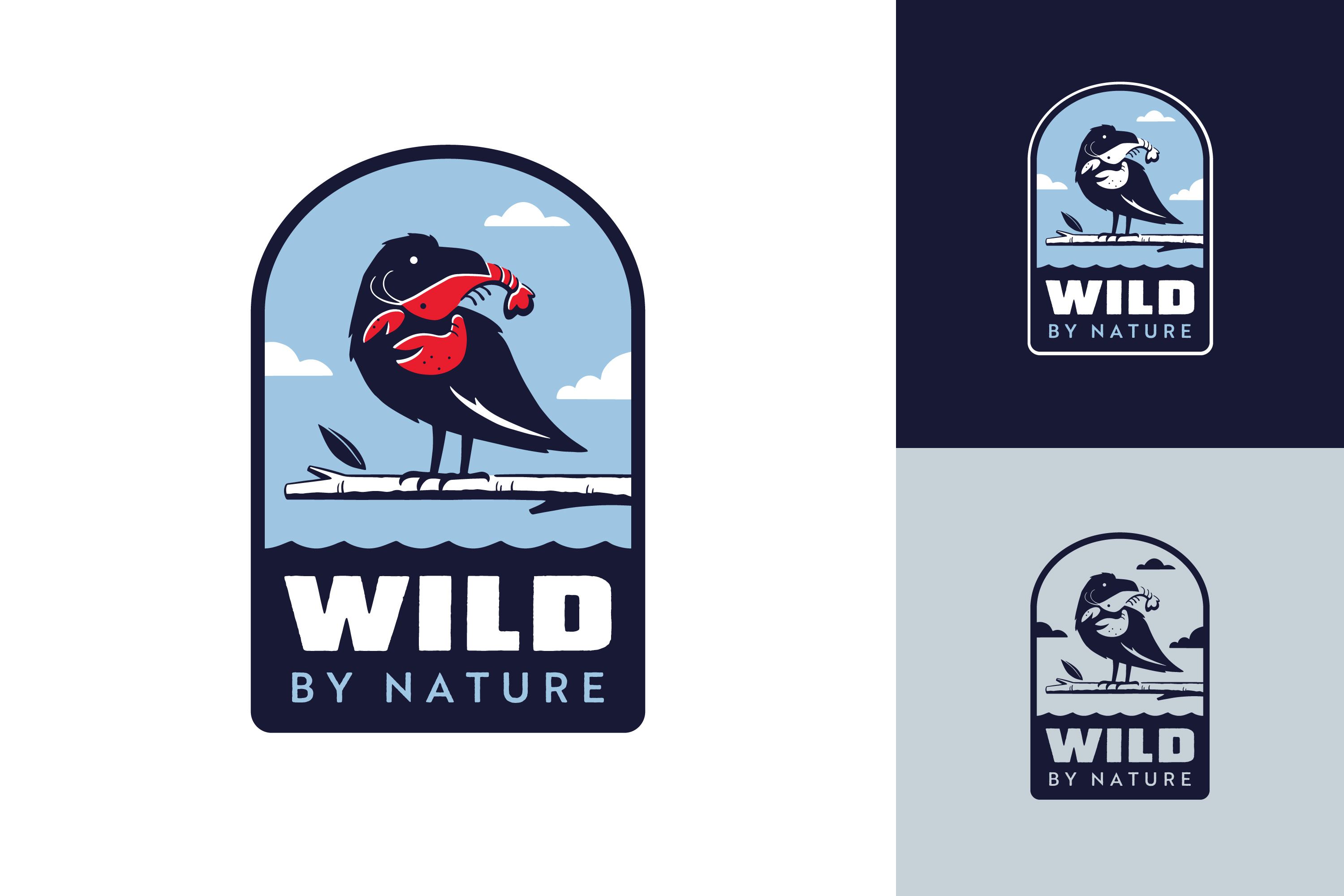 Wild By Nature atlantic canada badge brand identity branding canada design digital illustration illustration lobster logo logo design maritimes nature nova scotia seafood wild
