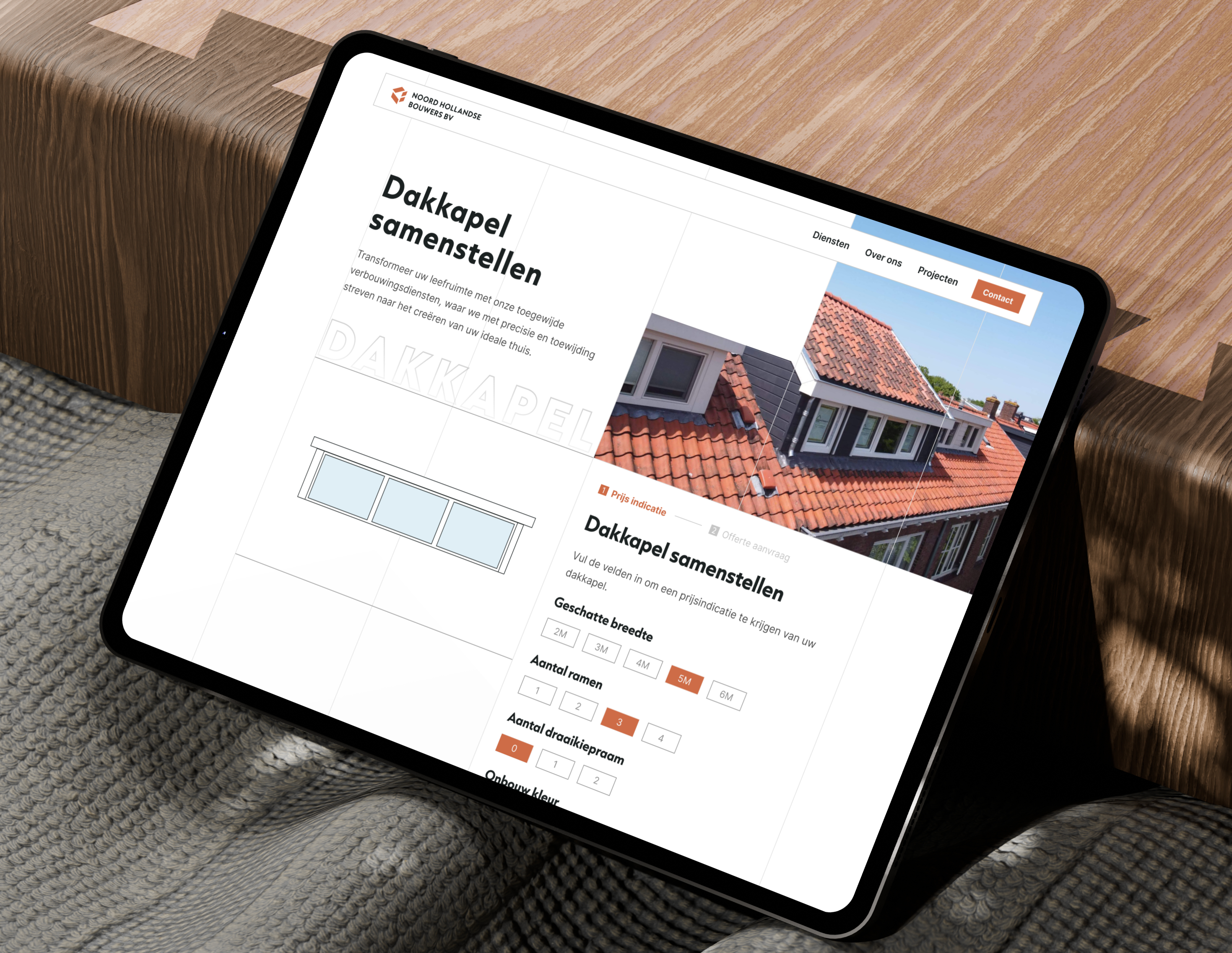 Interactive Quote Configurator | Noord Hollandse Bouwers b2c configurator construction conversion custom home improvement interactive landing page lead generation netherlands product design quote tool real estate responsive ui uiux ux visualization web design webdesign