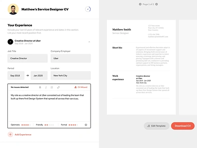 CVMaker - CV Builder 3 animation cover letter dashboard design navigation platform resume saas ui user flow ux