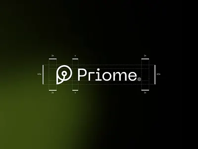 Priome Branding - Logo Clear Space & Guidelines brand guidelines brand identity clean design clear space creative branding design system digital branding grid system logo construction logo grid logo guidelines logo spacing minimal branding modern branding priome branding priome logo priome uiux tech branding typography system visual identity
