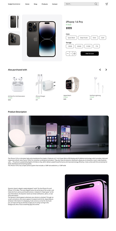 Product Page Ecommerce Website design ecommerce website gadget gadget ecommerce website graphic design landing page landing page design minimalist modern design product product page ui ui ux ux webdesign website design