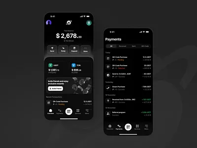 APE - Mobile App Crypto Wallet app crypto exchange cryptocurrency currency dark design finance mobile p2p payments product design qr code scanner telegram transaction ui ux wallet web3 wireframes