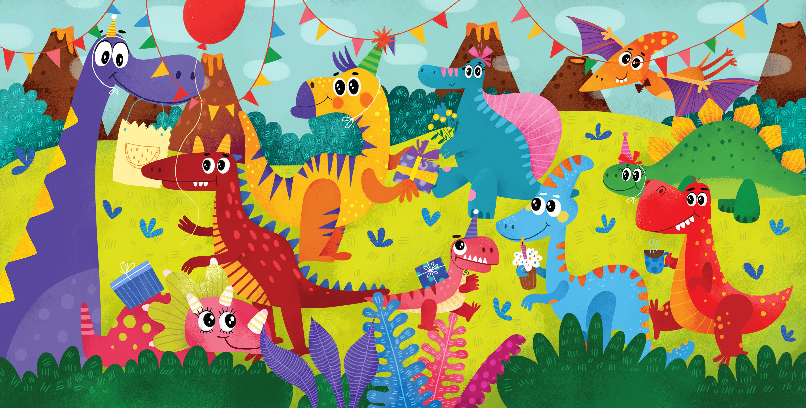 Funny Dinosaur Picture Book|Birthday party animals birthday book book illustrator children childrenillustration dino dinos illustration illustrator party picture book