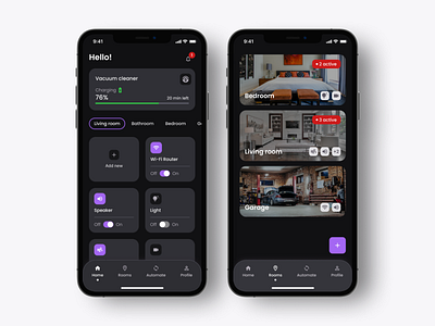 Smart home - Dark mode dark mode mobile app smart home uxui