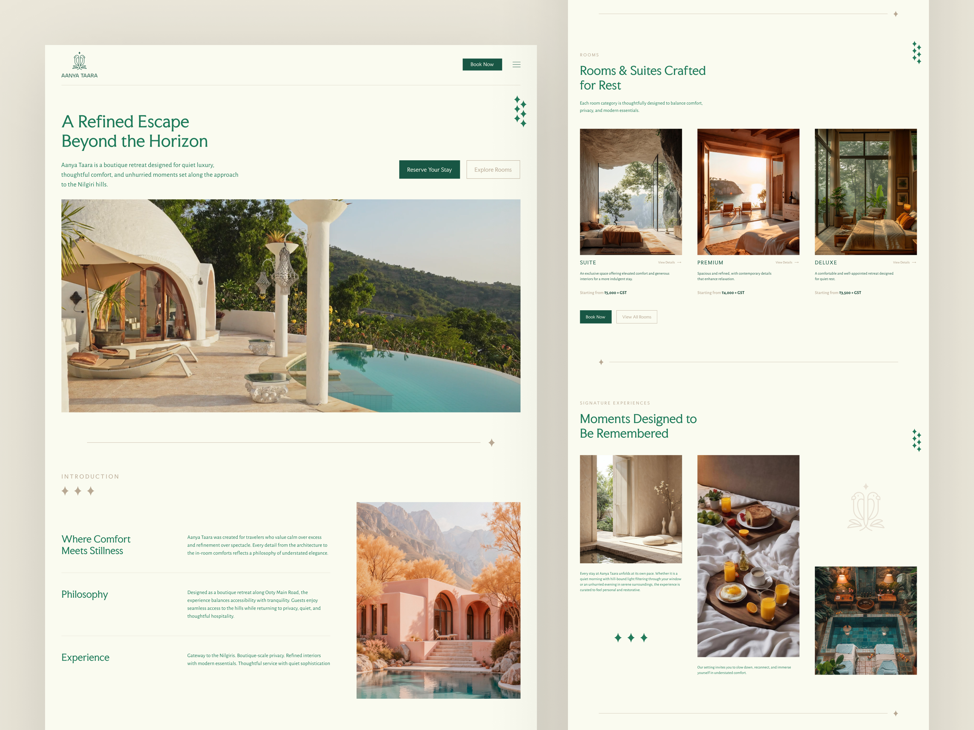 Aanya Taara Resort Website Design dribbble hospitality design hotel website landing landing page landing page ui luxury website portfolio resort website travel website ui design web design
