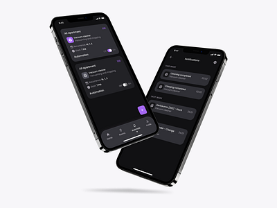 Notifications and automation automation dark mode mobile design notifications smart home uxui