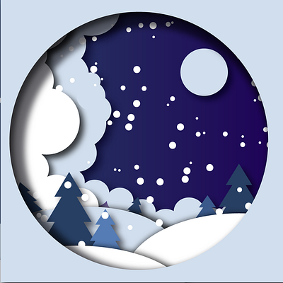 Paper Cut-Out Snowfall Illustration artwork design digital art graphic design illustration layering paper cutout project snowfall vector vector art winter