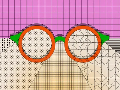 2023 is the year I say goodbye to minimalist branding eyes geometry glasses grid illustration lasers object orange pattern pink texture