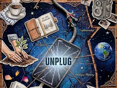 UNPLUG: A Digital Detox Visual Narrative 3d animation brand brand designer branding creative creative director design graphic design logo motion graphics poster poster design ui visual designer