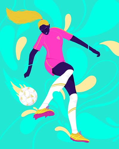 Football player female football female soccer football footballplayer human figure illustration movement procreate soccer