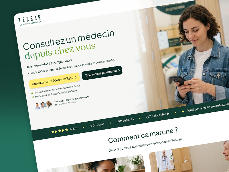 Tessan — Refonte Homepage | UX/UI & IA ai ai art design system digital design figma generative ai healthcare homepage innovation landing page medical photoshop product design ui ui design user experience user interface ux ux design web design