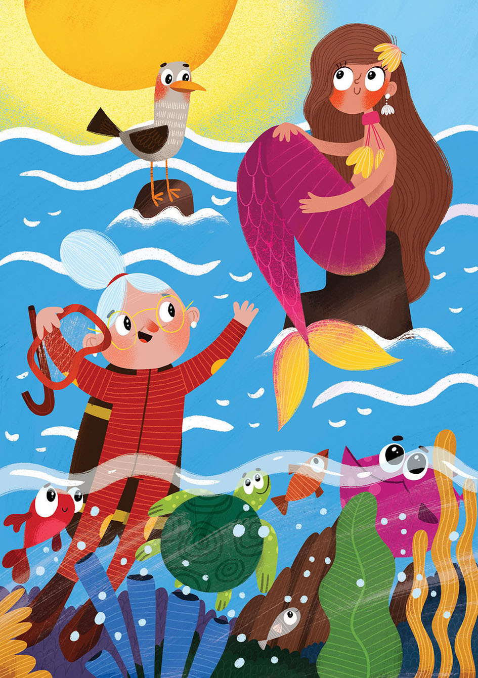 Mermaid illustration for the book animals book book illustrator character children childrenillustration illustration illustrator mermaid picture book story