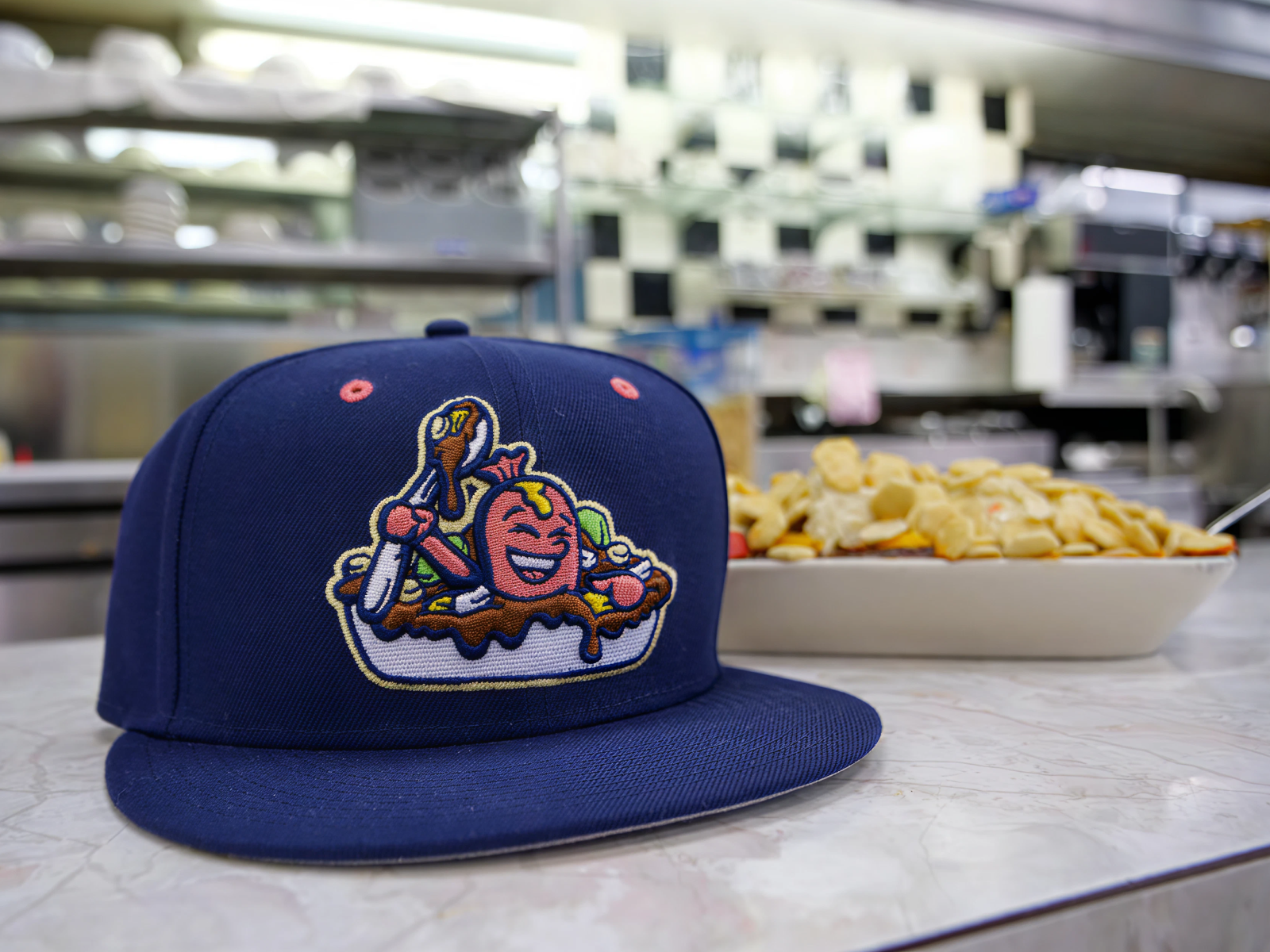 Columbus Scrambled Dogs® alt identity badge baseball branding clingstones columbus columbus baseball food character heyo! iconic logo mascot milb scrambled dogs sports brand synovous park theme night