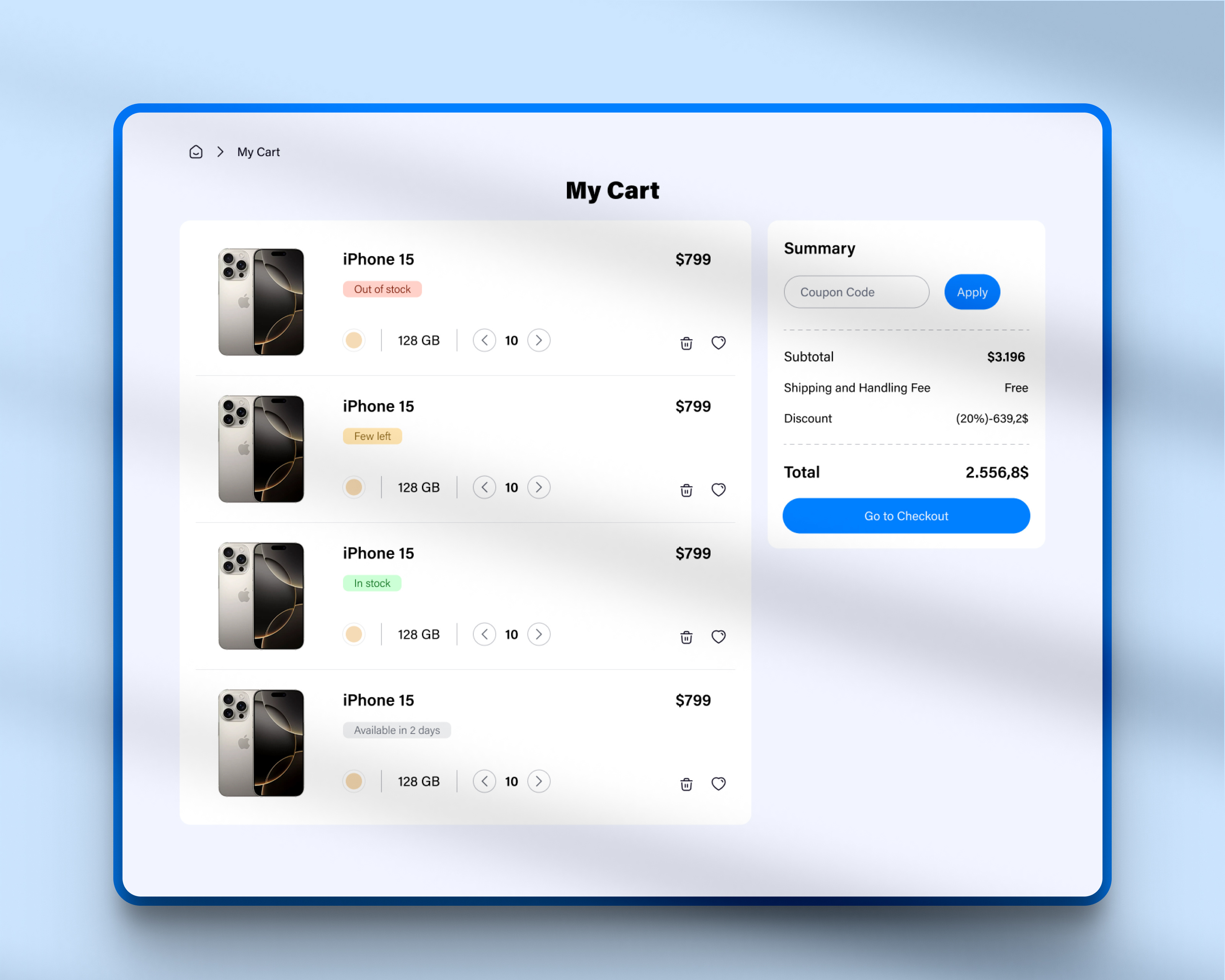 Memnunal UI – 03/03 E-commerce My Cart Page