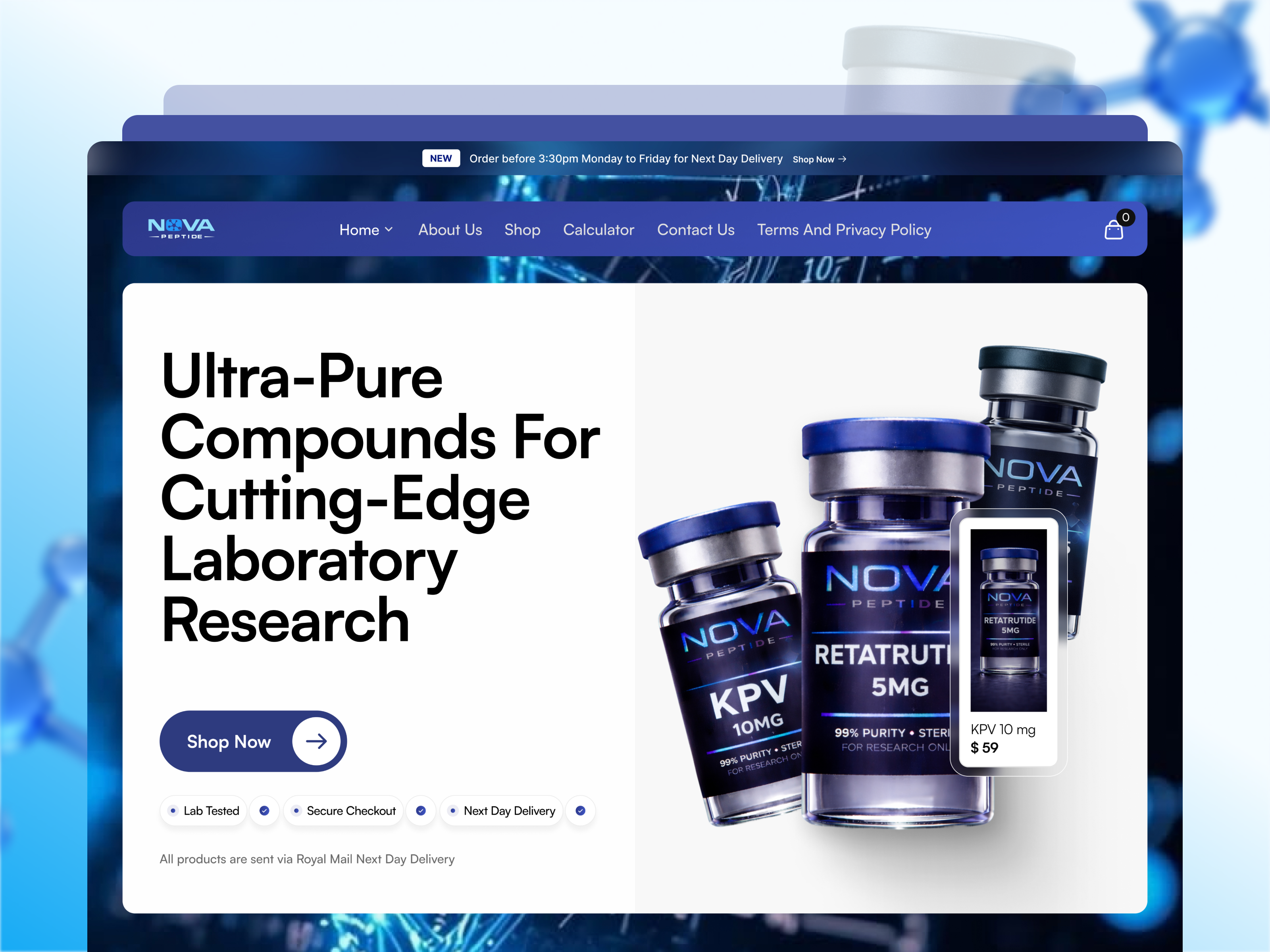 Example of Modern Peptide Store Website Design