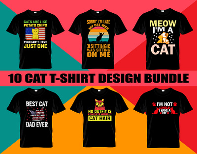 Cat T-Shirt Design Bundle. cat catlover catlovers cats cats are catsofinstagram catstagram design graphic design illustrator instacat kitten kitty meow nstagram pets t shirt typograpick vector