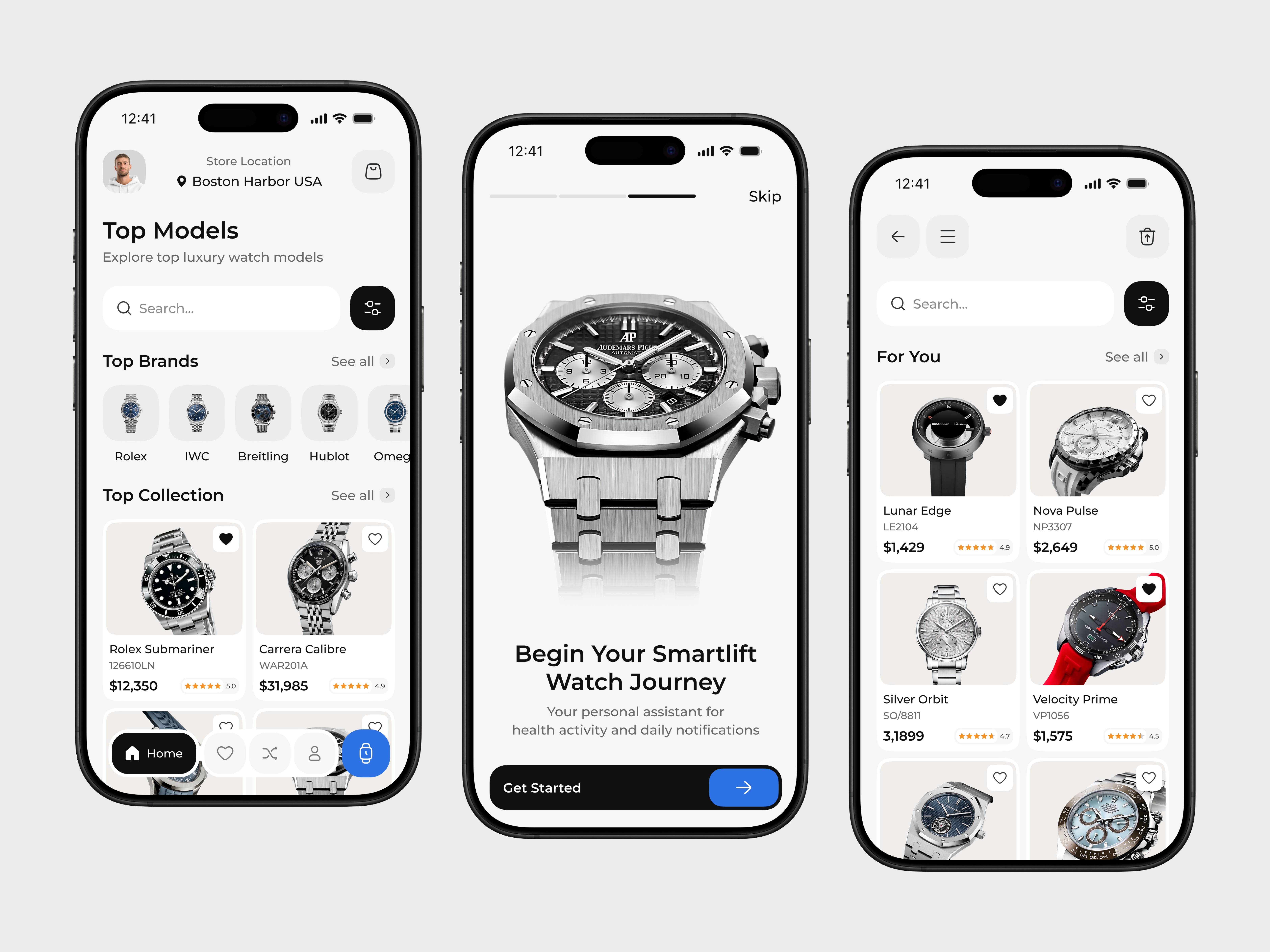 Luxury Watch Store Mobile App UI/UX Design app design design ecommerce app luxury app mobile mobile app mobile ui product design shopping shopping app smart watch uiux user interface watch app watch store web