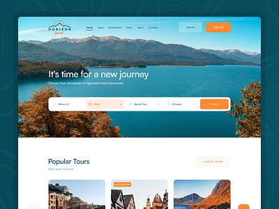 Horizon Tours Homepage Design agency figma flat icons logo tours travel ui web site webdesign