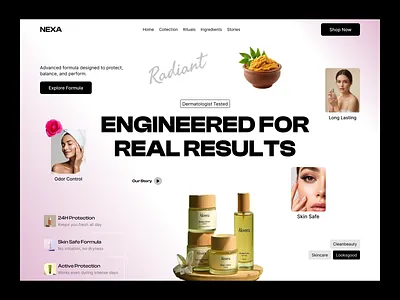 Skincare Ecommerce Website branding ecommerce landing page design luxury minimalist website shopify shopifystore skin care uiux website design wellness