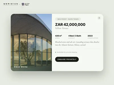 Property Listing Modal UI — Luxury Real Estate clean ui dribbble luxury design luxury real estate minimal design modal ui product card product design property card property details property listing real estate landing page real estate website ui deisgn ux design
