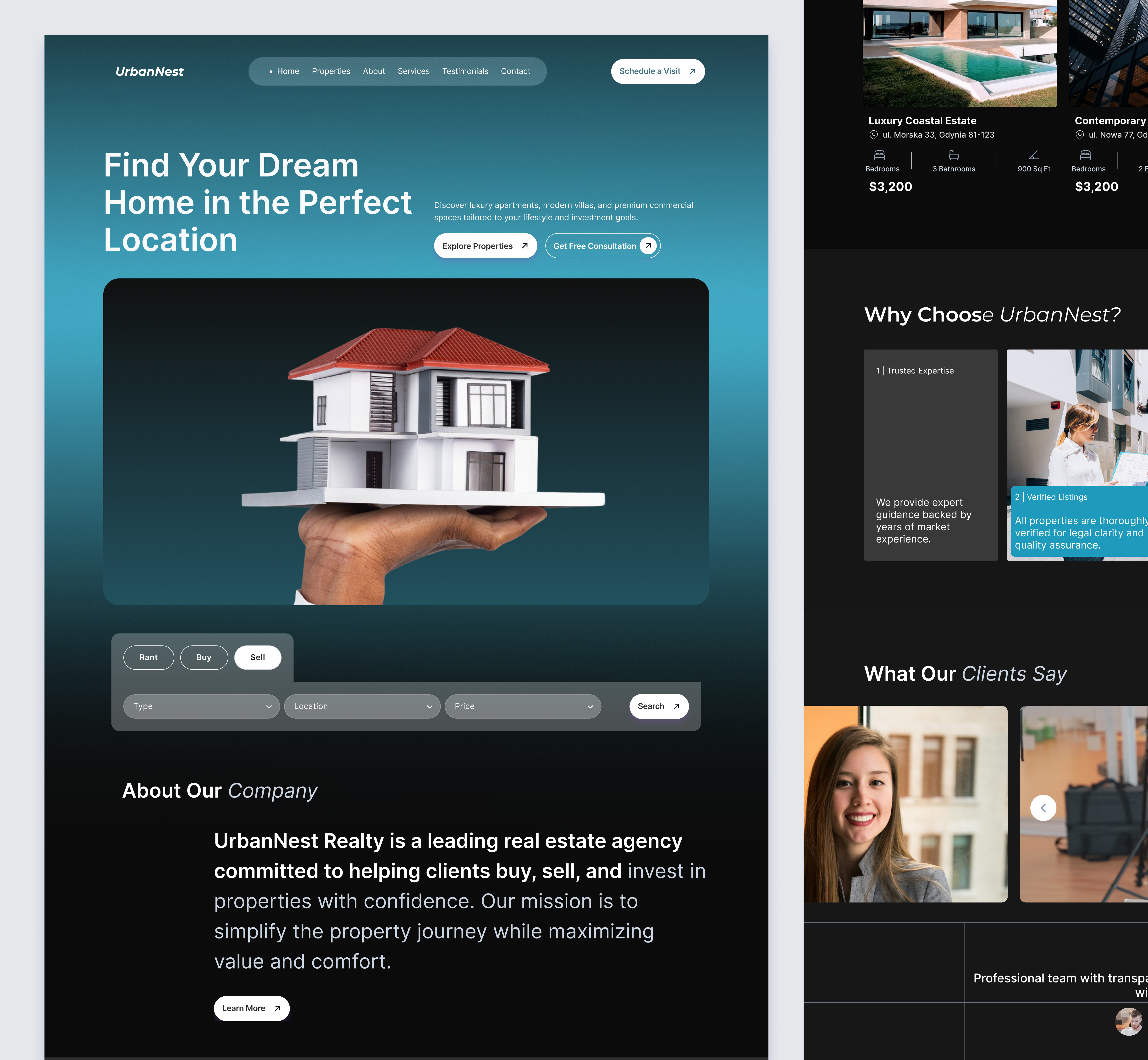 Luxury Real Estate Website UI/UX Design clean design dashboard figma landing page minimal ui modern ui property website real estate real estate app ui design ui ux ux design web design website design