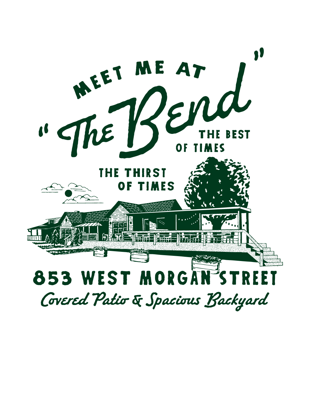 Meet Me @ "The Bend" design illustration lettering logo shirt t shirt type