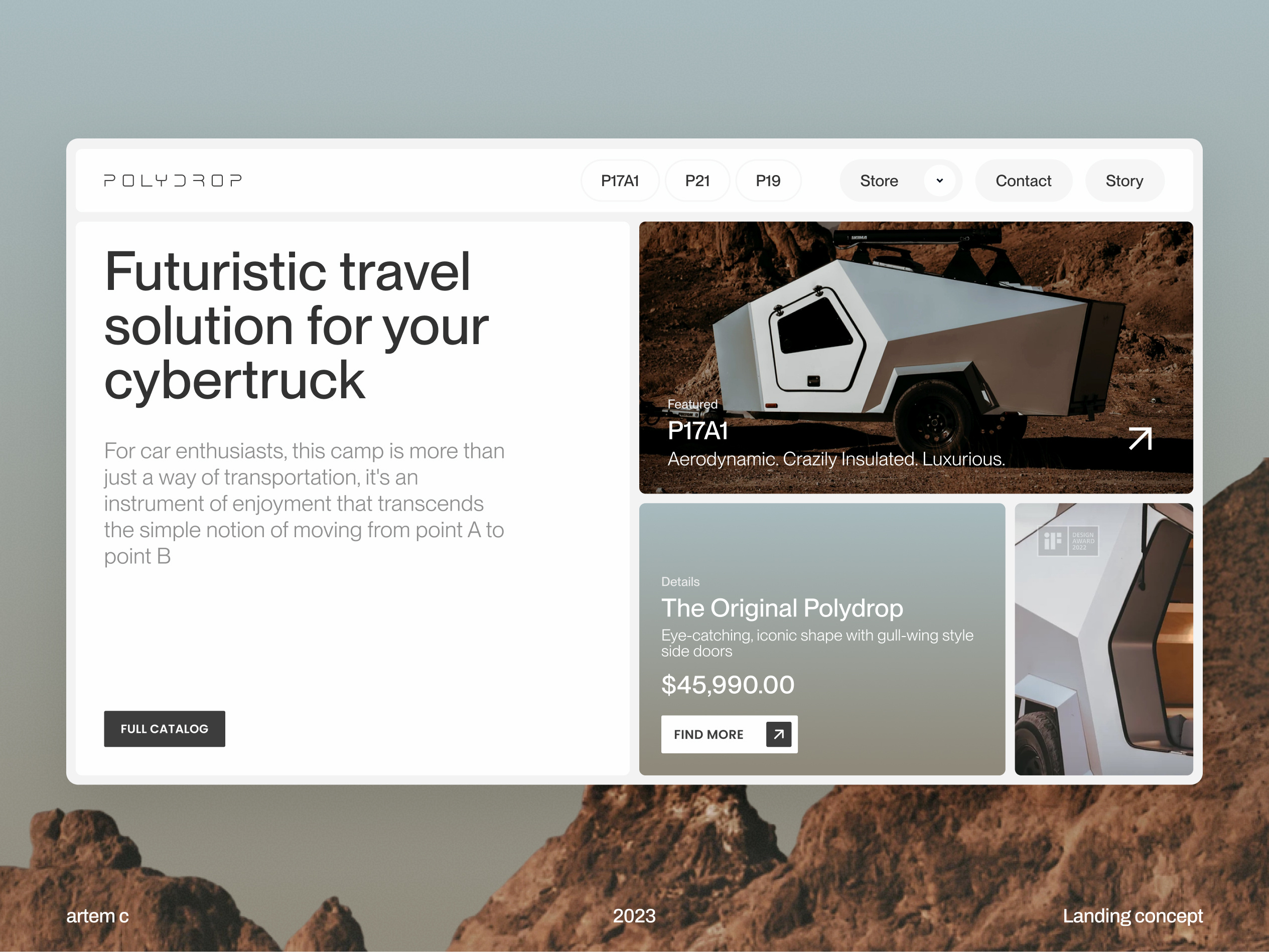 UI Landing concept for cybertruck campers campers concept cybertruck landing premium ui ui web design