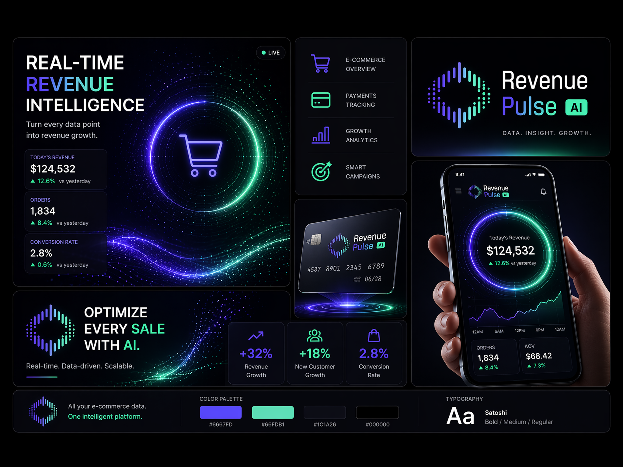 AI - Enhanced E-commerce Data Driven Platform automation b2b product b2b saas brand identity brand system branding ecommerce branding fintech futuristic branding growth analytics kpi dashboard logo performance tracking real time analytics realtime dashboard saas branding saas dashboard startup startup branding visual identity