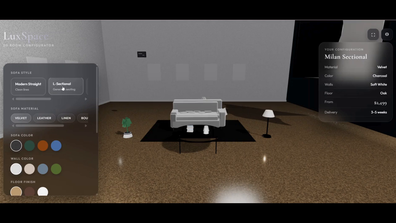 3d room configurator using html css three js by Muhammad Abdullah on ...