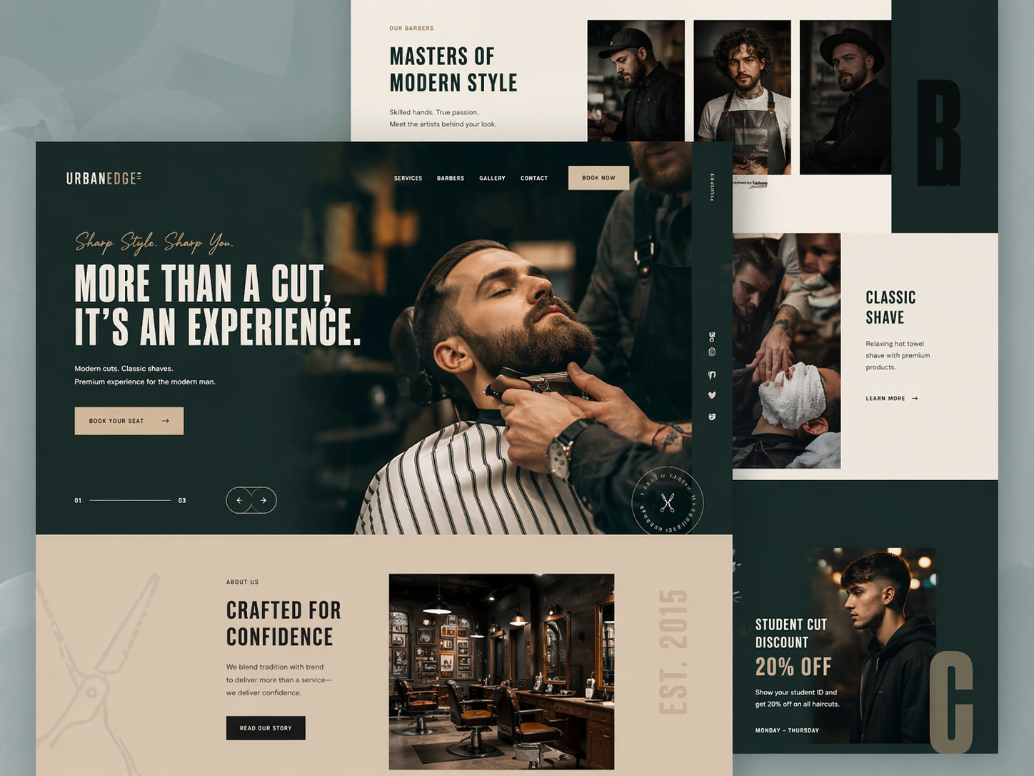 Barbershop Website Landing Page - UI UX barber barber shop salun salun website