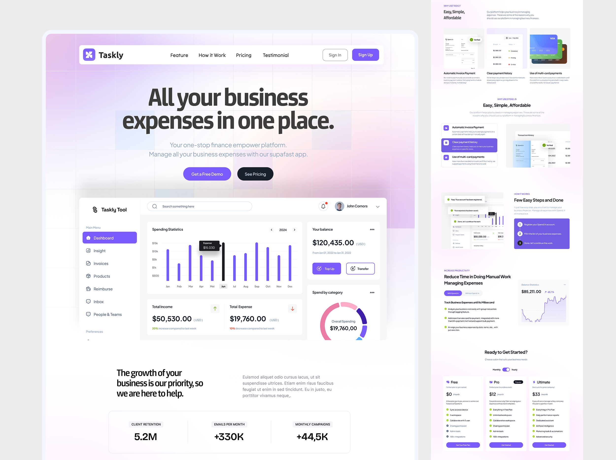 Taskly SaaS Landing Page app design dashboard design design figma design figma website illustration landing page design ui ui design ui ux design