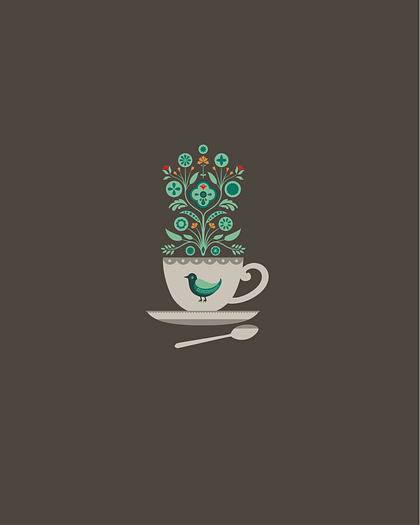 Folk Art Coffee Bar Bird Art