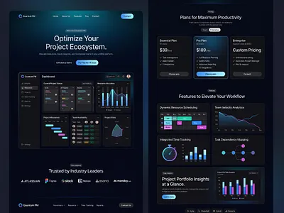 SaaS Project Management | Dark Mode Web UI analytics ui b2b saas clean layout dark mode ui dark ui dashboard design data visualization enterprise software modern web productivity tool project management saas landing page tech startup uiux user interface web design web ui workflow automation