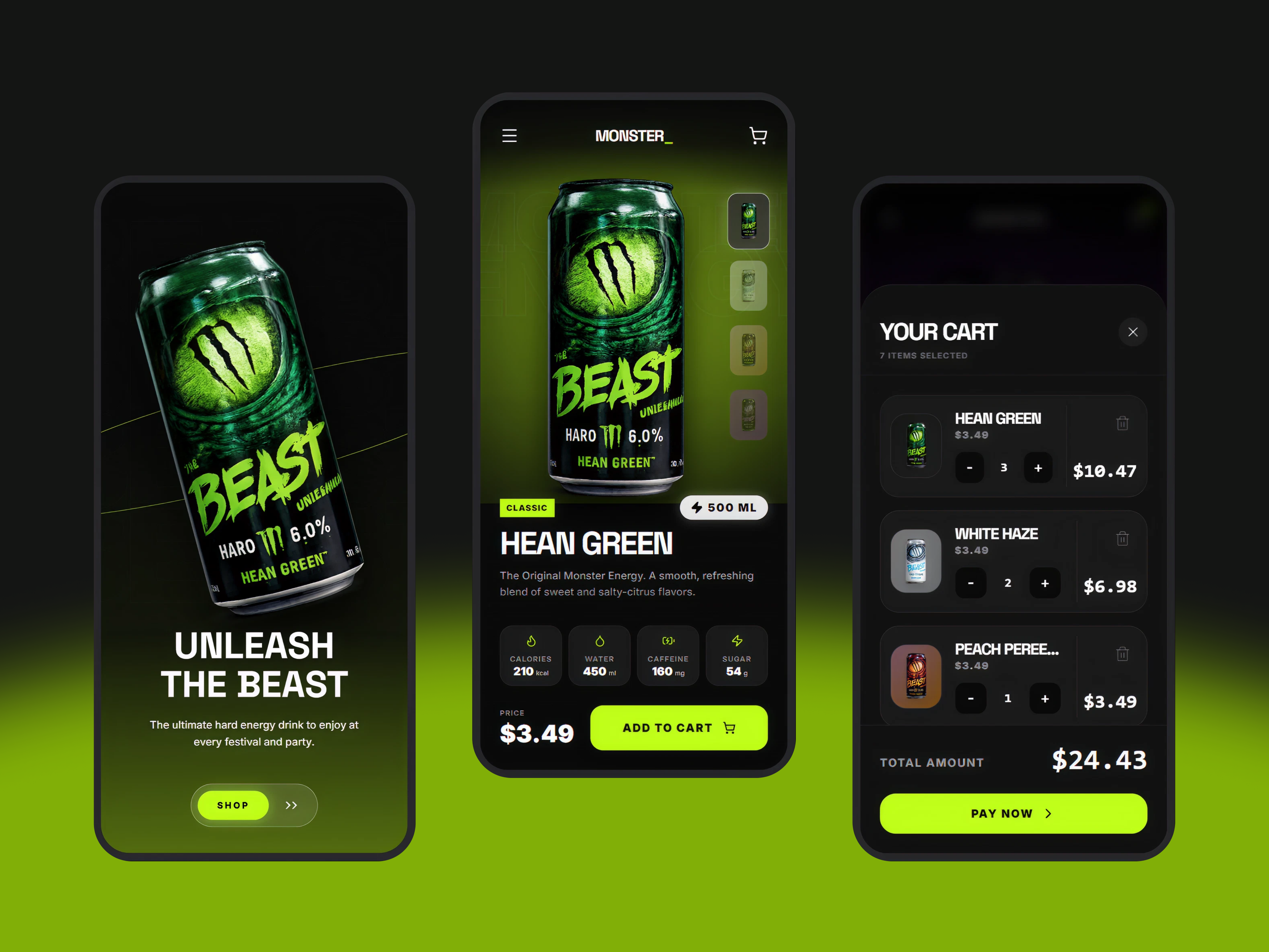 Energy Drink Experience - E-Commerce Mobile UI animation design figma platform ui ux uxui web