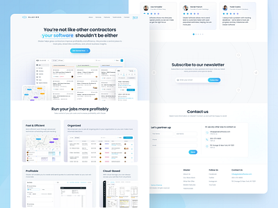 Landing Page for the operating system for glass contractors 2024 application blue crm design erp home page interface landing page main page one page platform product design saas software design tranding design ui ux uxui web design wireframing