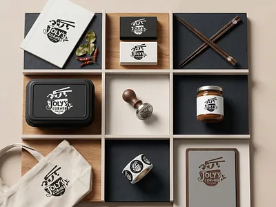 Brand Identity - Joly's Corner Thai Food brand collateral brand identity corporate identity eco friendly packaging food branding food service graphic design logo design menu design minimalist branding mockup modern thai packaging design print design restaurant aesthetic restaurant branding social media design thai food typography visual identity