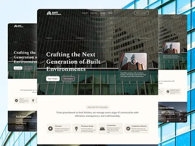 MT Builders — Architecture & Construction Landing Page agency architecture blinto building clean ui construction corporate engineering interface landing page minimalist modern ui mt builders property real estate ui design ux web design web ui website design