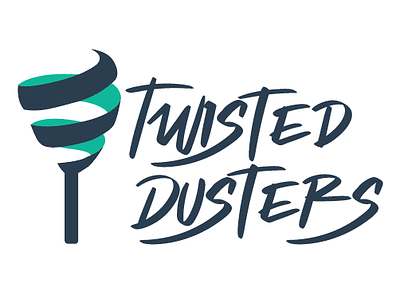 Twisted Dusters - Prop It Up blue cleaning dust dusting illustration logo twist twisted
